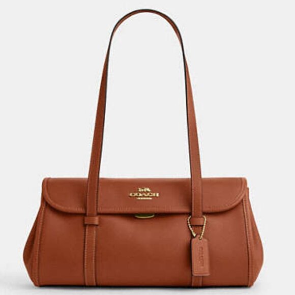 Brand New With Tags! Coach Bridget Flap Shoulder Bag Smooth Leather/Tan CDB05 - Picture 11 of 17